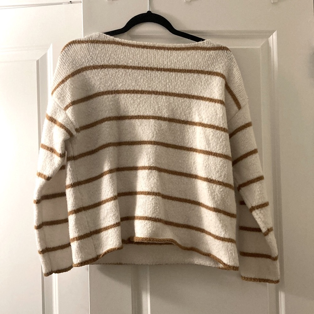 Brown and white striped sweater